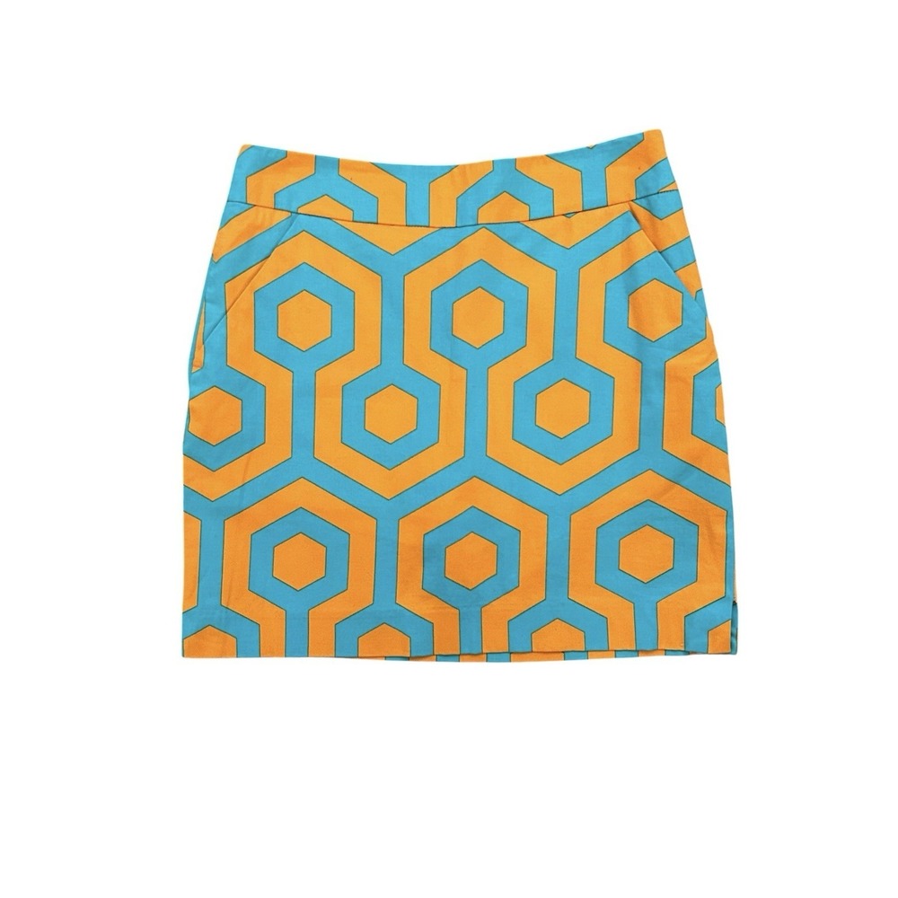 Loudmouth Golf Skort Womens Size 2 South Beach Geometric Pockets Orange Teal